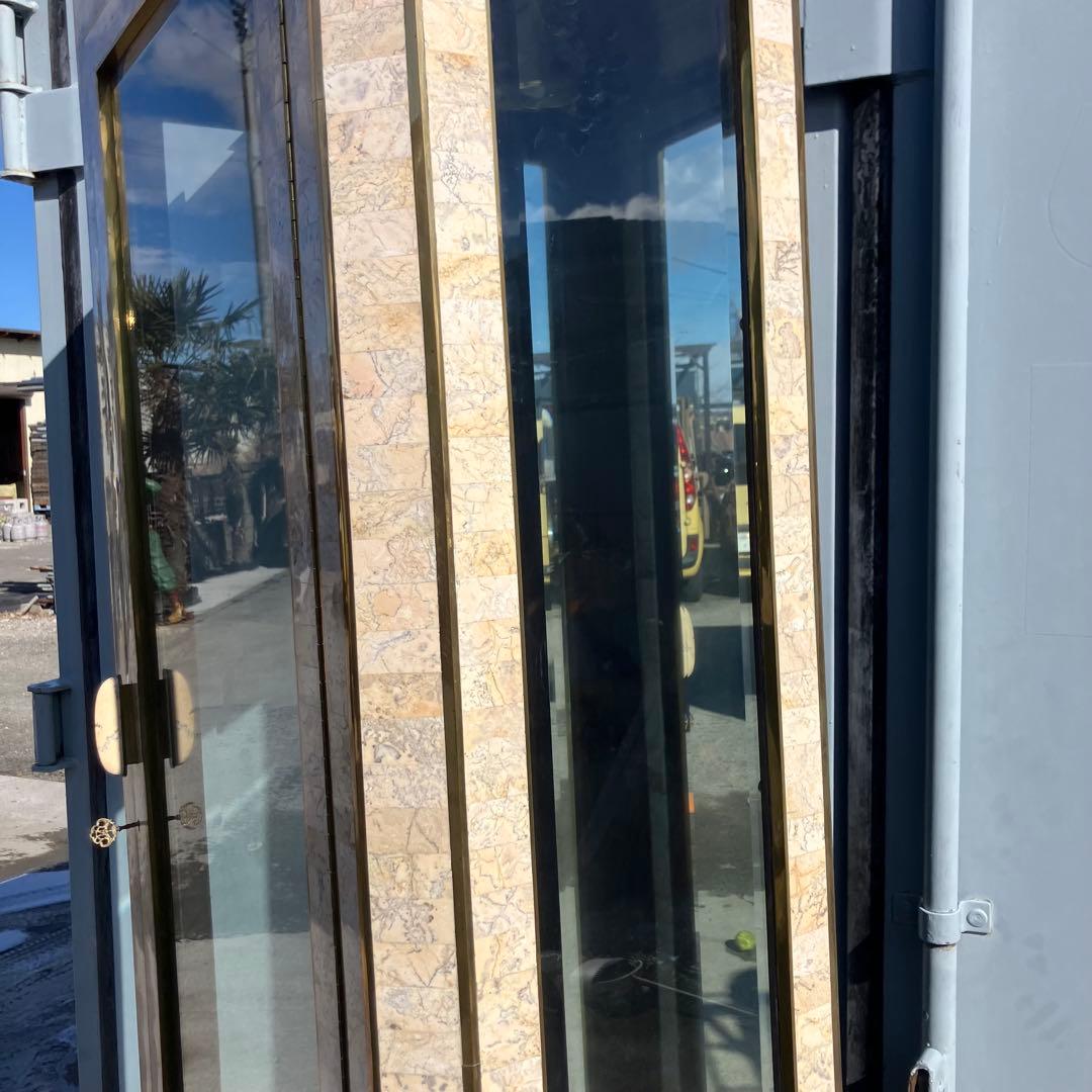 イタリア家具 大理石張り ガラスショーケース 飾り棚 アンティーク ビンテージ