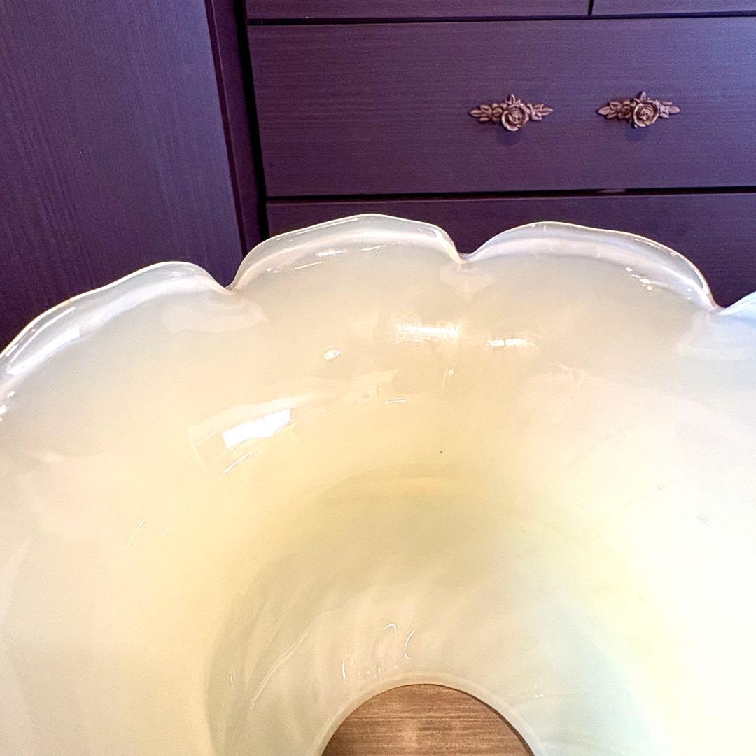 ヴァセリン　シェード　フランスアンティーク　ウランガラスシェード　 L