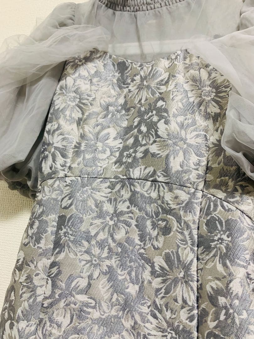 dazzlin シアーベールジャガードワンピース オケージョンドレス グレー M