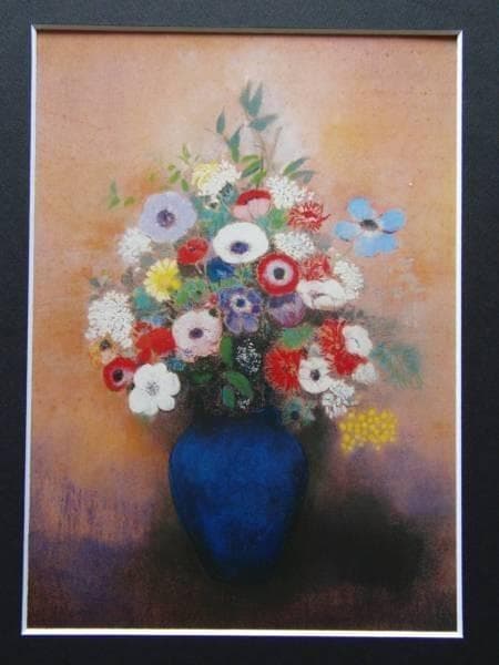 オディロン・ルドン、【壺の花】、希少画集画、新品高級額、額装付、状態良好