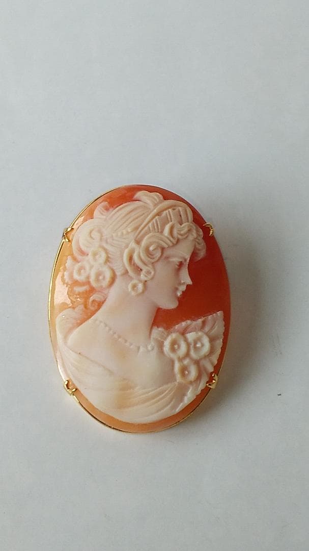 シェルカメオ CAMEO ブローチ 2WAY サイン入り ヴィンテージ 美品