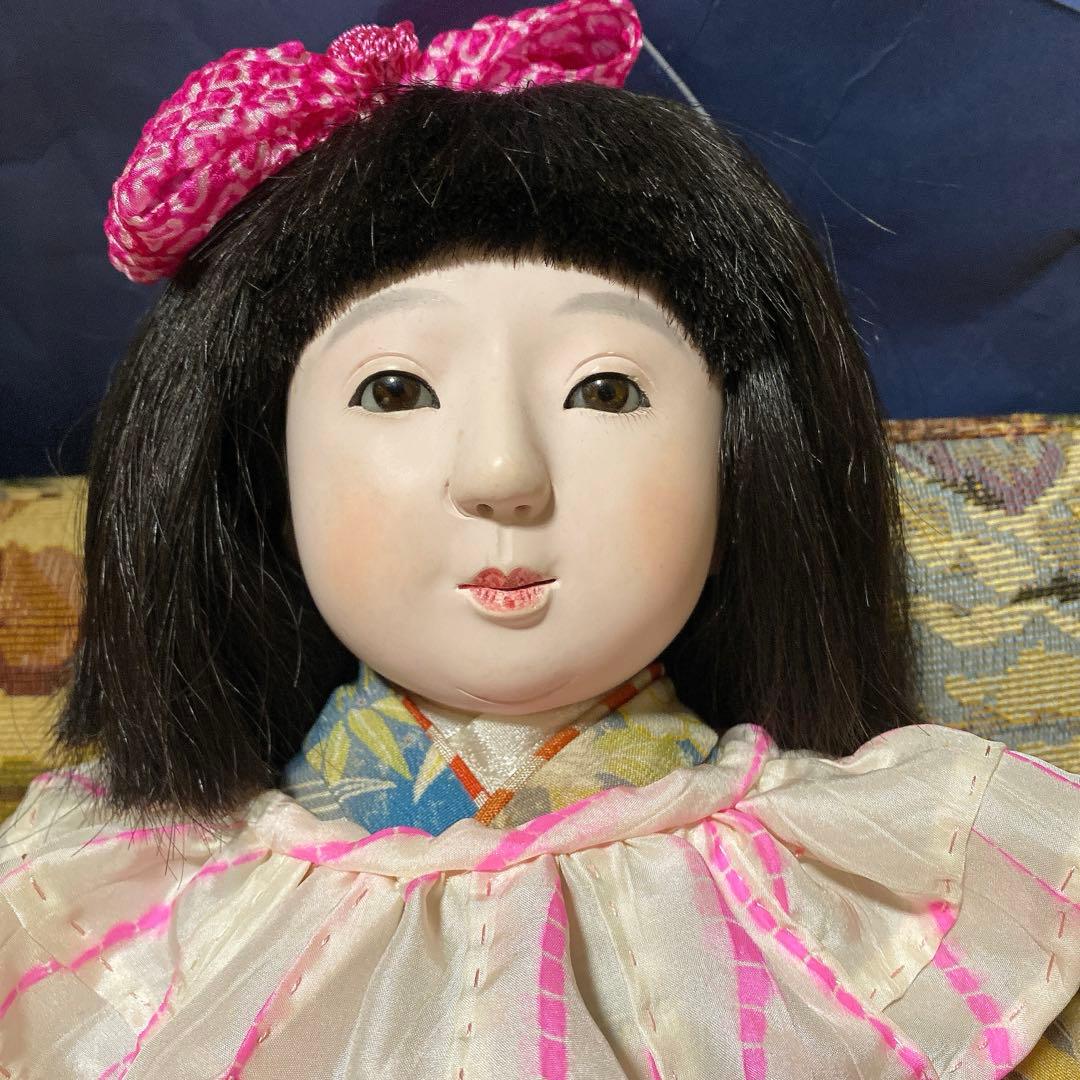 古い市松人形　１２号　４２ｃｍ　昭和初期　色白細面べっぴんさん