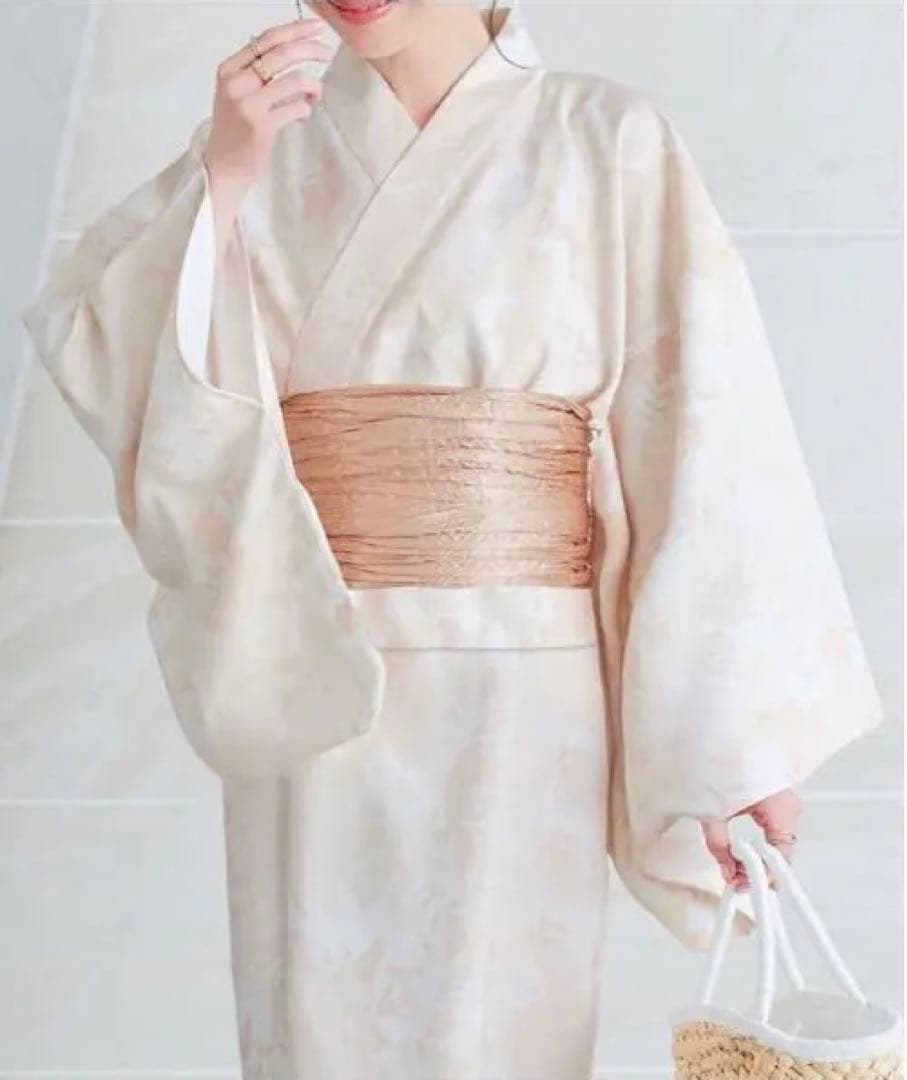 KOBE LETTUCE クリーム ピンクベージュ色 浴衣・帯セット TMサイズ