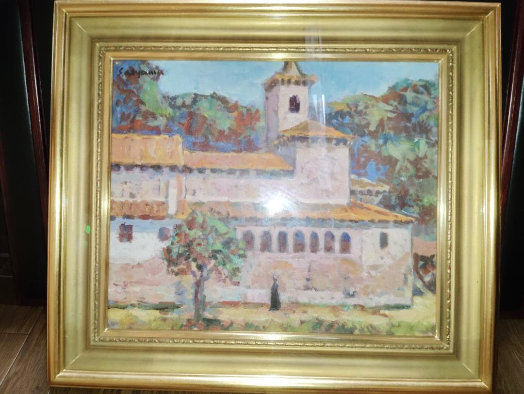 本日大特価‼️美品絵画油絵 人気画家青山誠一風景画北スペインロマネスクの僧院