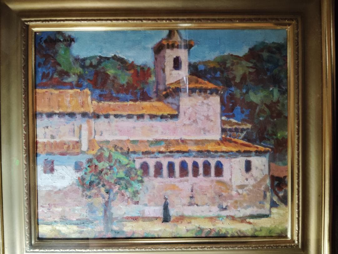 本日大特価‼️美品絵画油絵 人気画家青山誠一風景画北スペインロマネスクの僧院