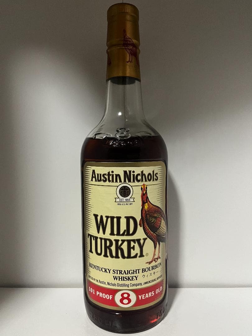 ワイルドターキー 8年・金キャップ・七面鳥正面ラベル・バーボン ウイスキー