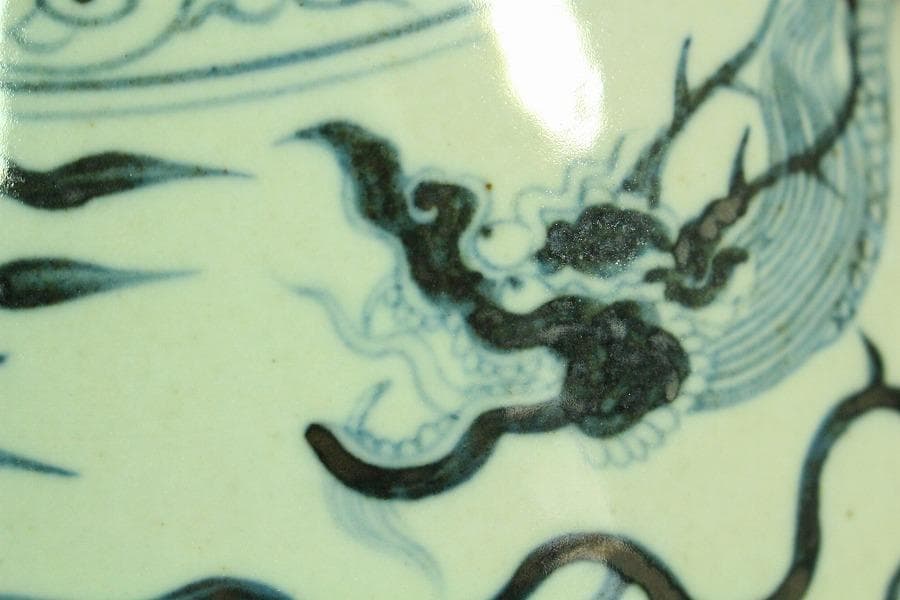 中国美術 青花霊芝雲龍紋 瓶(K-A860)