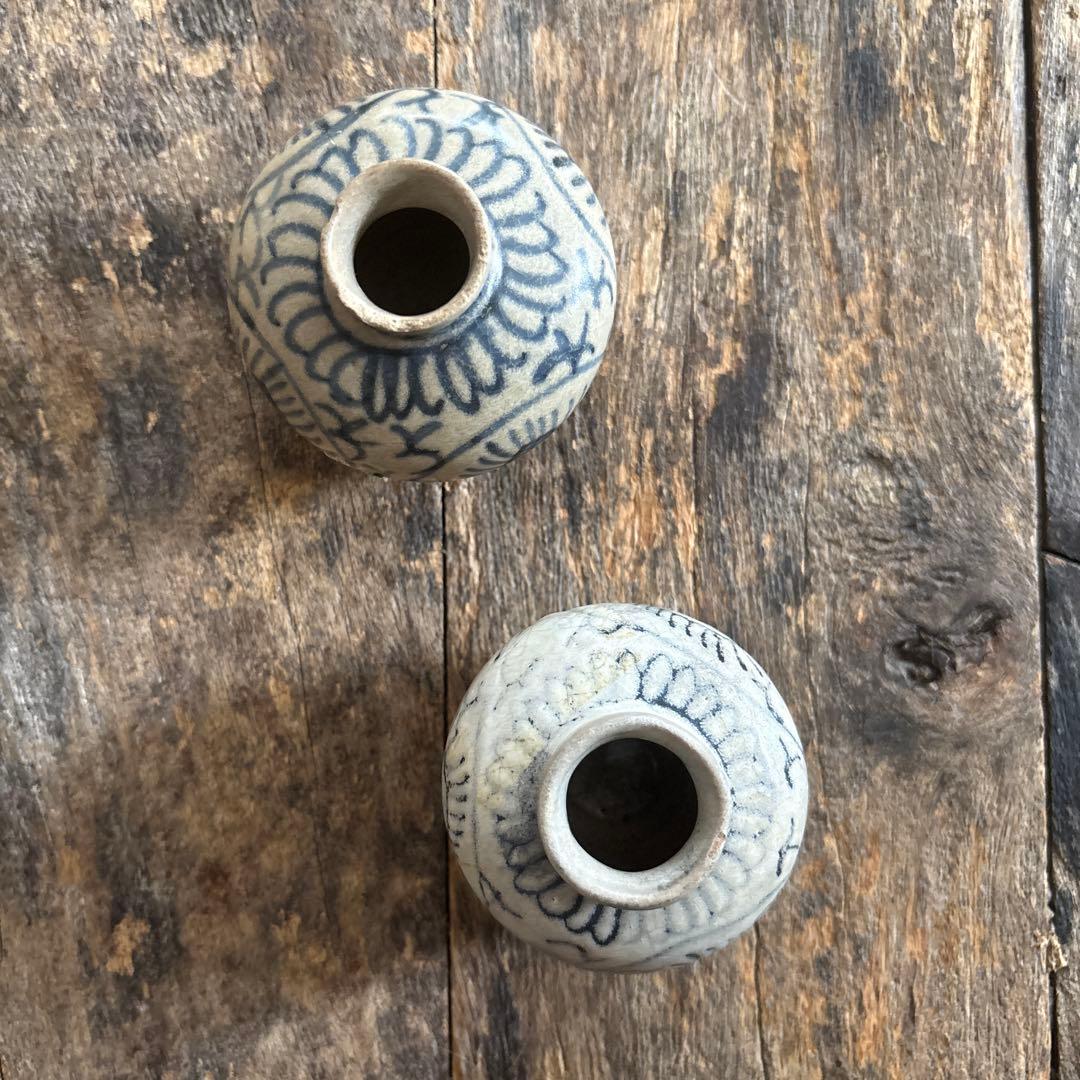 安南　染付小壺　2点