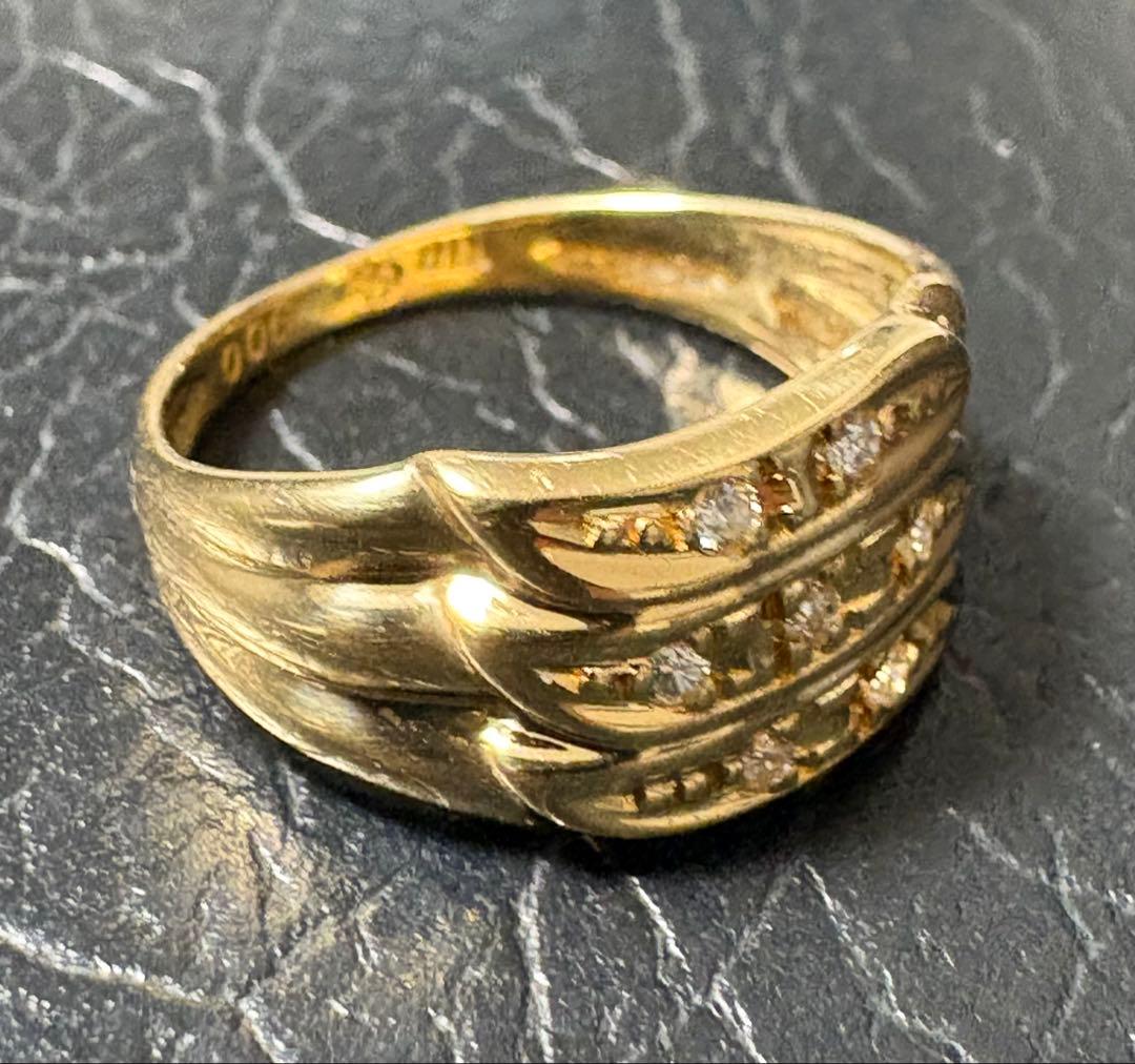 K18 YG イエローゴールド ダイヤ リング 指輪 6号