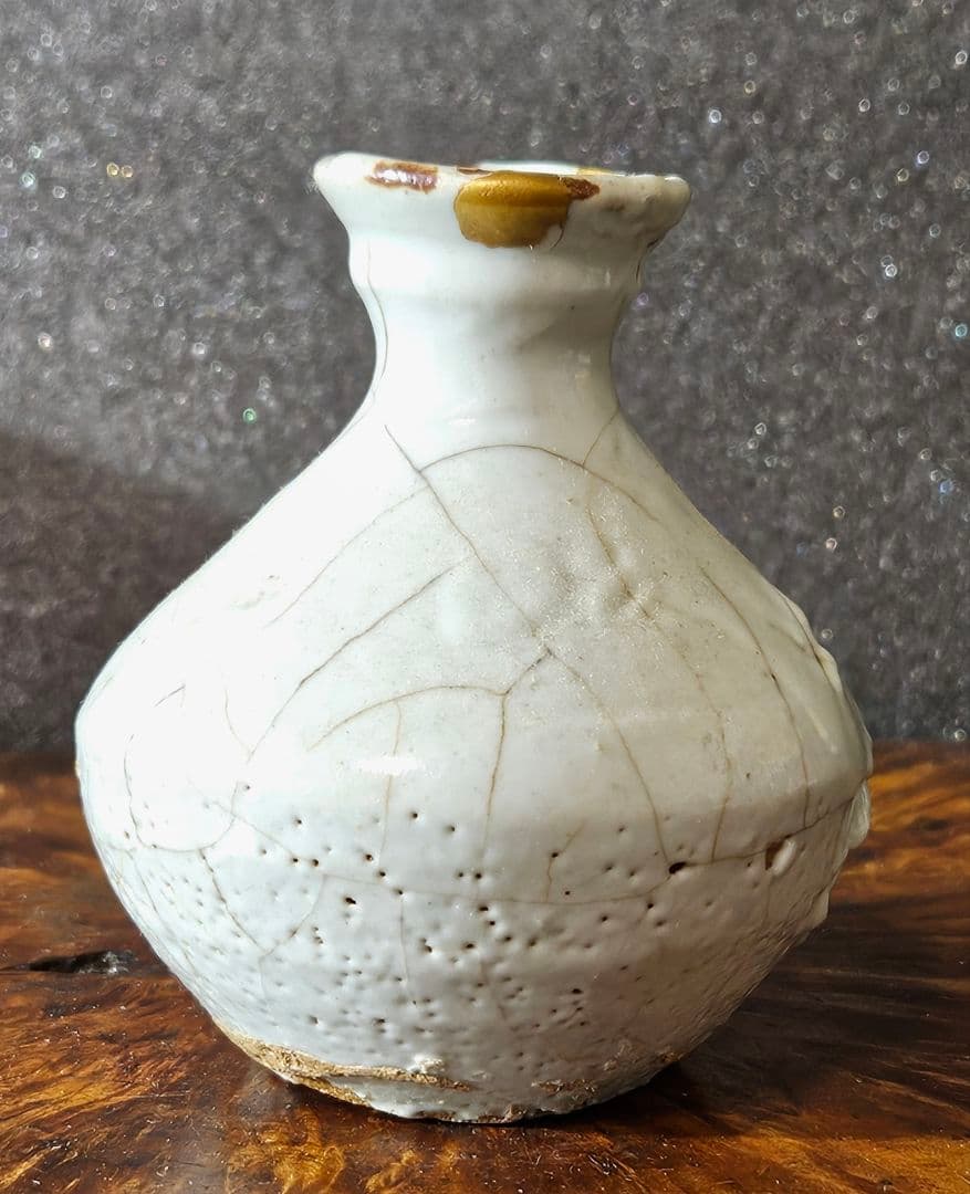 【本物保証❗️】李氏朝鮮時代　李朝白磁　 砂高台　徳利　お預け徳利　花入　茶器