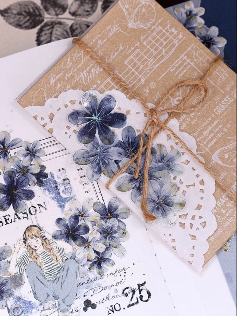 贝壳光 深海蓝 ダイカット加工 5cm×6m 海外マスキングテープ　海外マステ