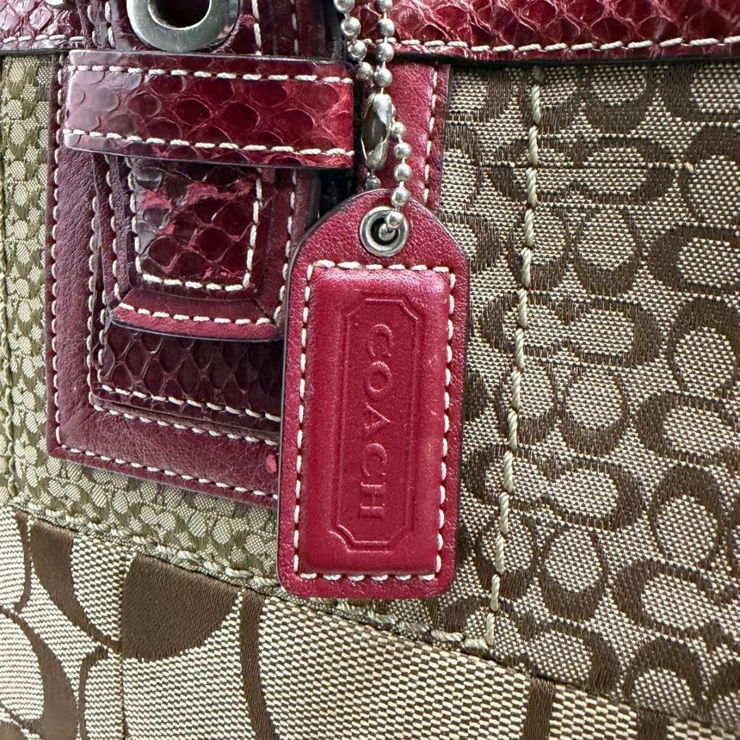 コーチ パッチワーク A4収納 ハンドバッグ シグネチャー キャンバス レザー