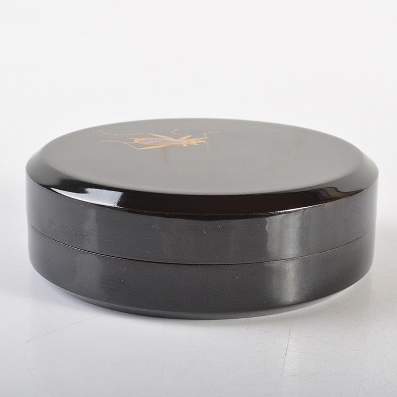 茶道具　輪島塗　荒井喜峰作　蟲蒔絵　螺鈿装飾　香合　共箱　V　R6683