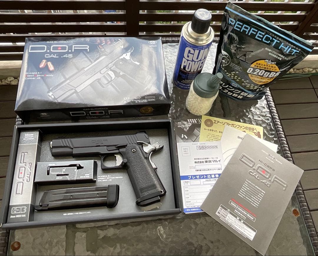 エアーソフトガン ハイキャパ5.1 D.O.R CAL .45 付属品付き