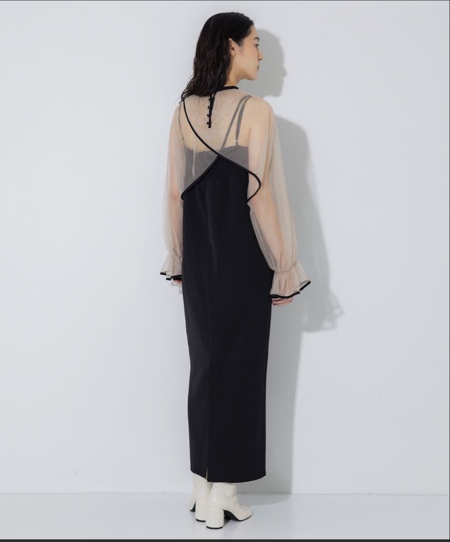 AMERI MANY WAY TULLE VEIL DRESS ベロア生地