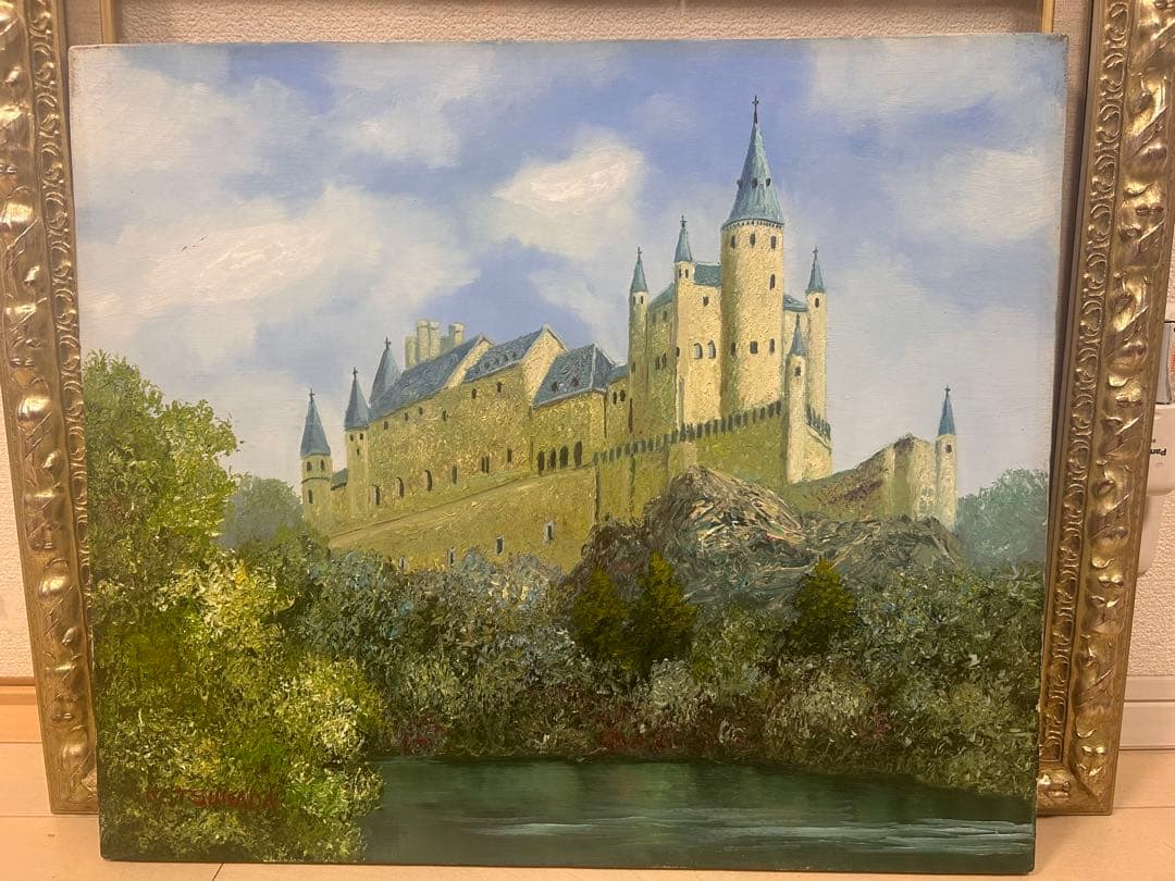 塚田国次　コカ城　油彩画 フレーム付き　送料込み1202