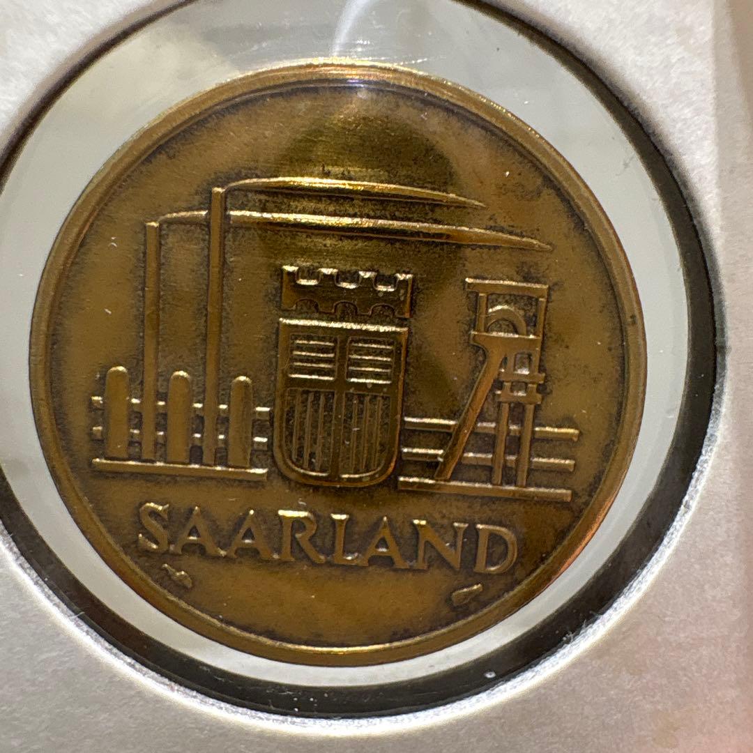 希少　1954年 50フランケン　ザールラント アルミニウム青銅　No.44