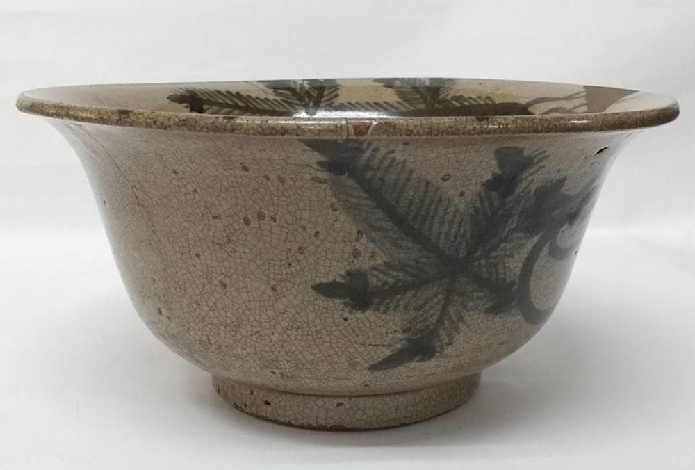 古唐津 水指 根引き松 絵唐津 金継ぎ（修復あり） 箱付 骨董 WWTT183