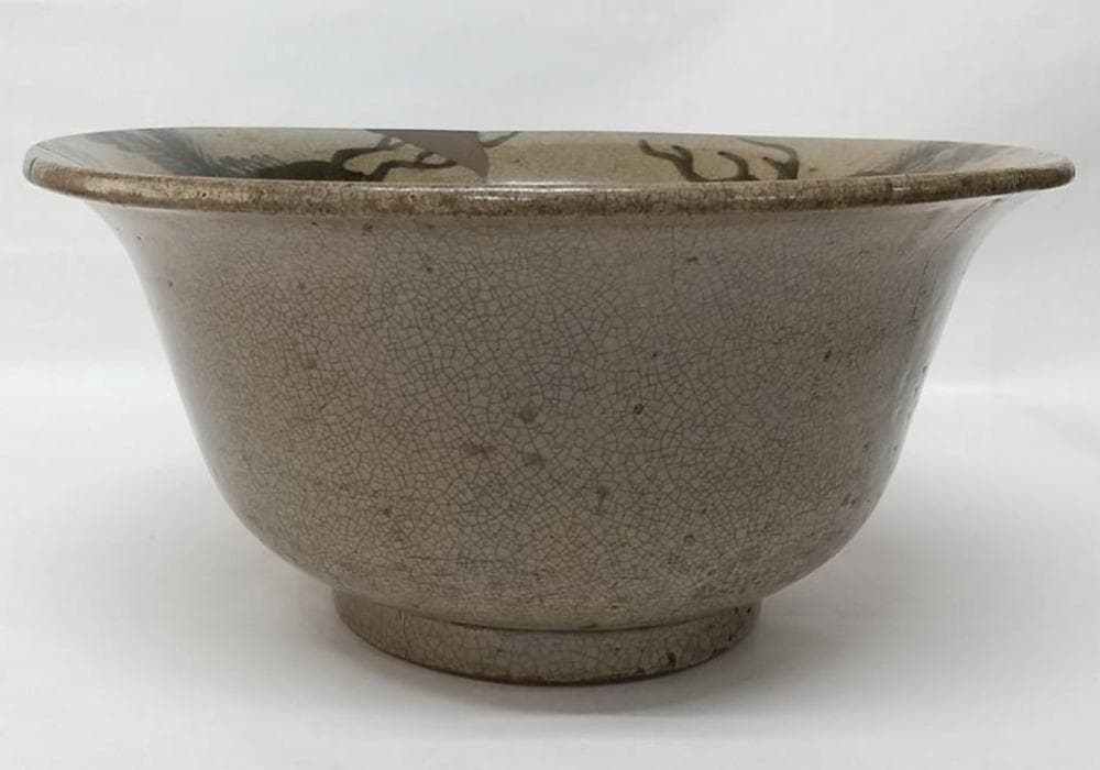 古唐津 水指 根引き松 絵唐津 金継ぎ（修復あり） 箱付 骨董 WWTT183