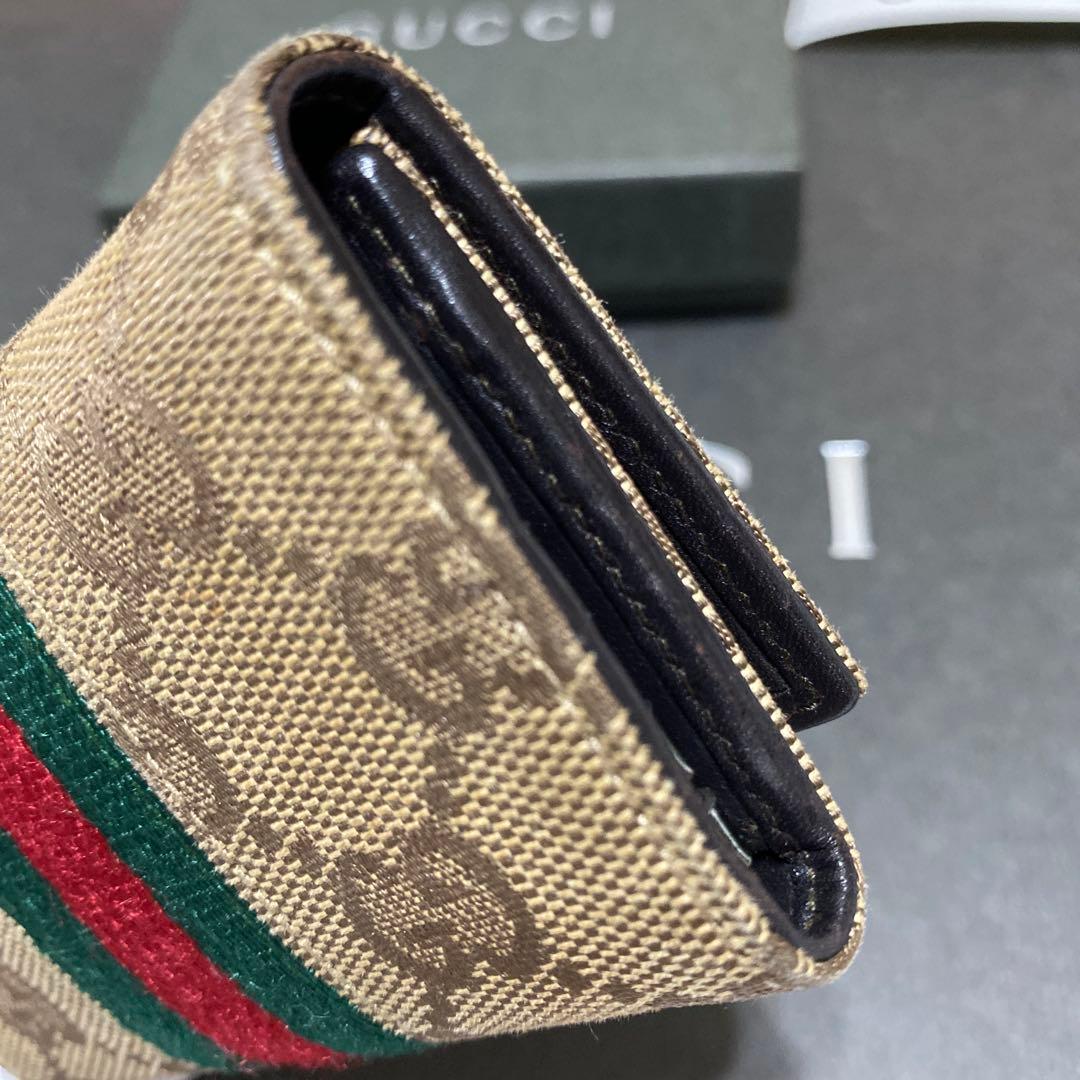 美品　グッチ　GUCCI　6連キーケース　GG柄シェリーライン　キャンバスレザー