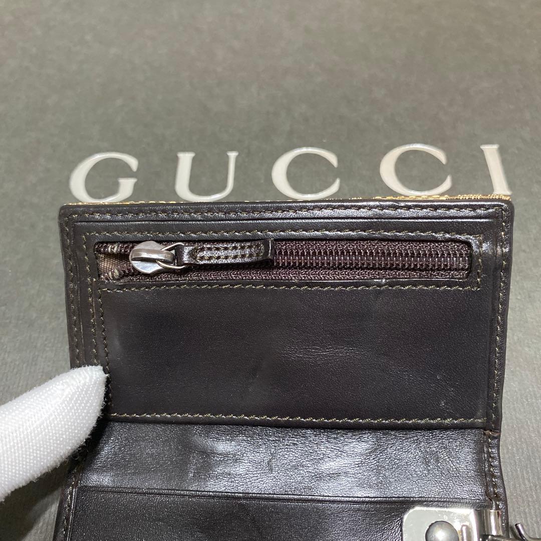 美品　グッチ　GUCCI　6連キーケース　GG柄シェリーライン　キャンバスレザー
