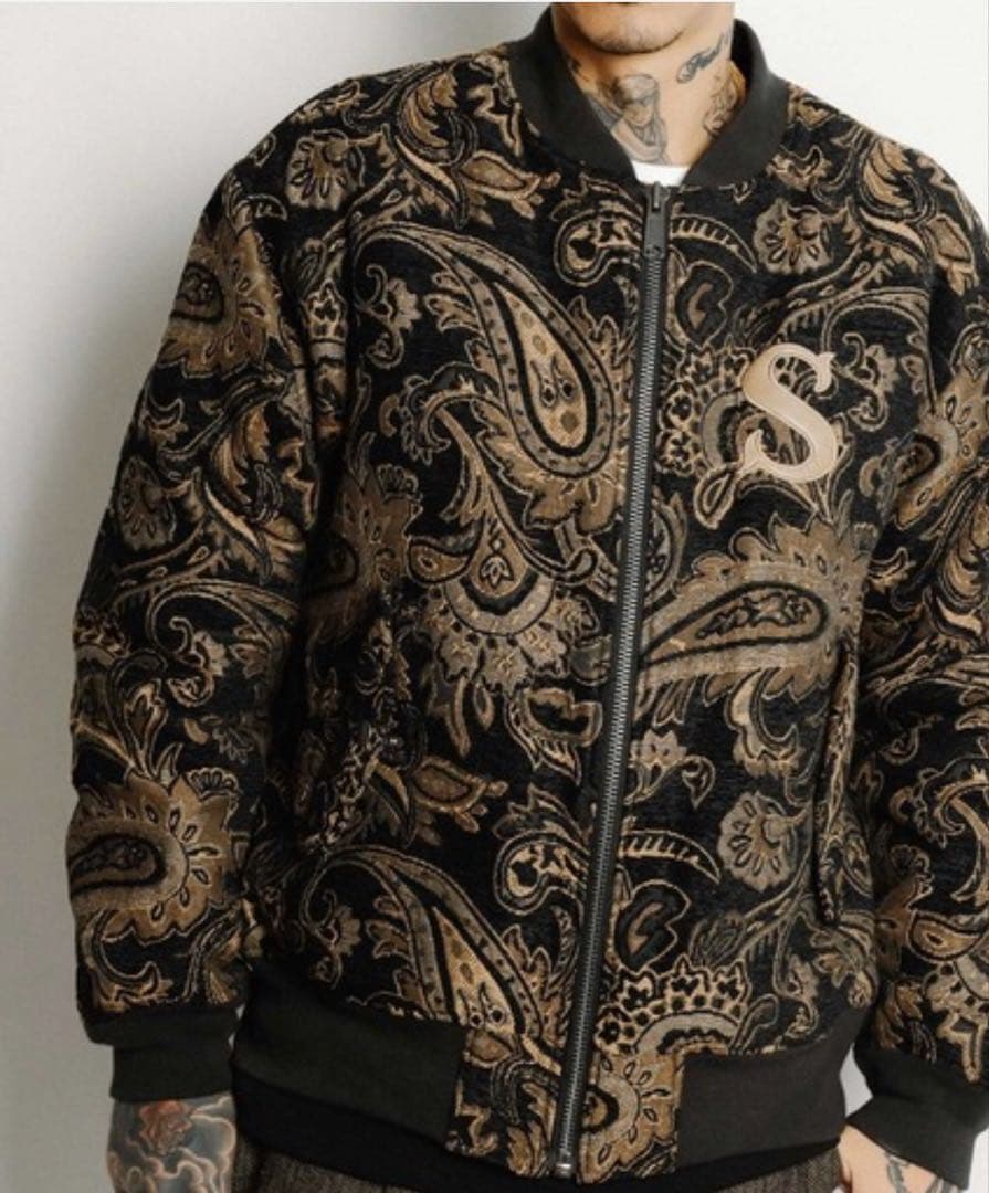 ペイズリー柄ジャケット Lサイズ ブラック/ゴールド