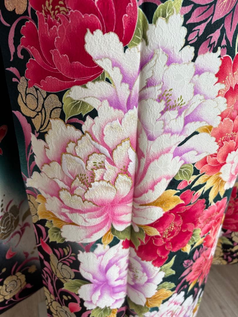 専用です⭐️豪華絢爛　振袖フルセット　正絹振袖　正絹袋帯　成人式　深緑系