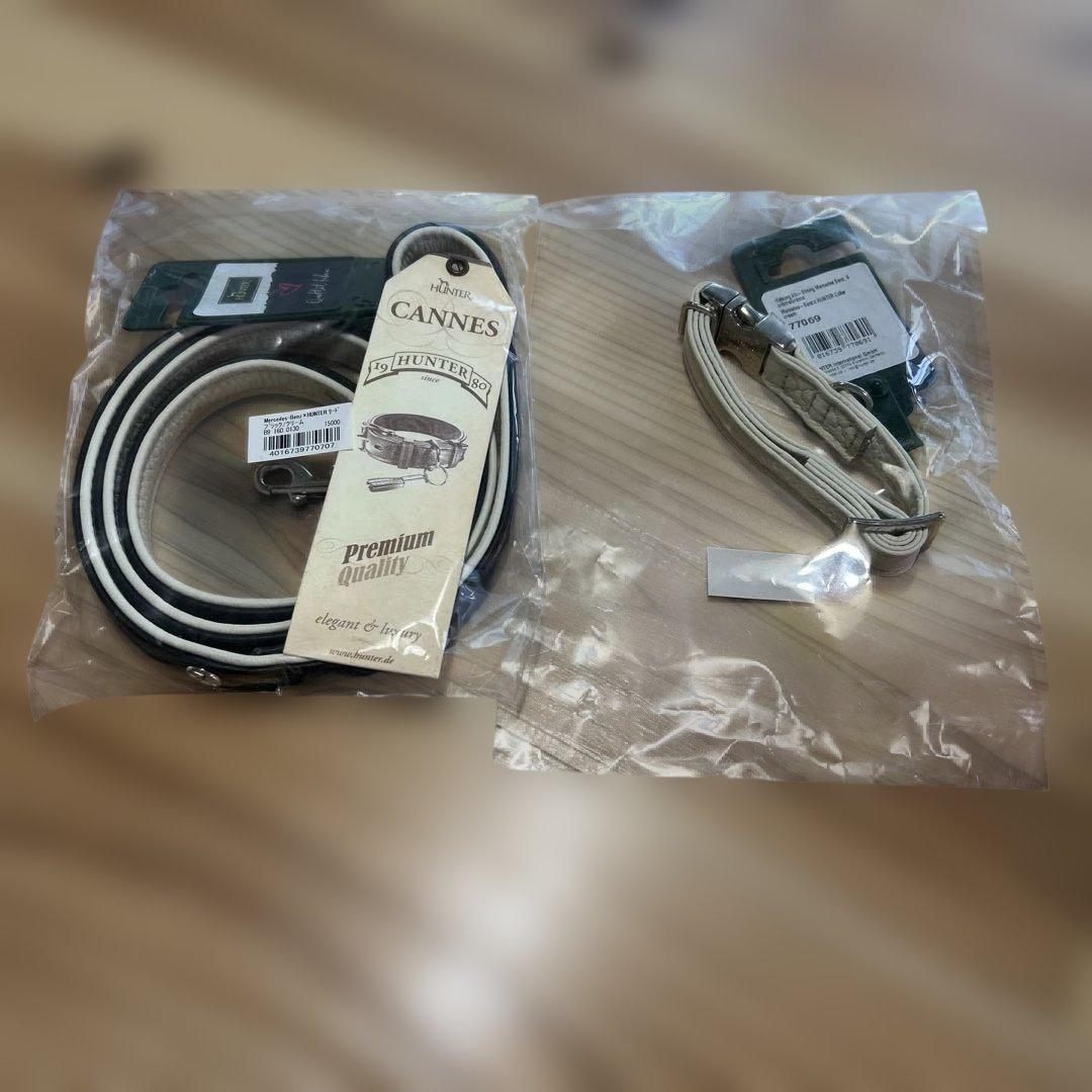 HUNTER CANNES レザー首輪 5-7mm ホワイト・ブラック