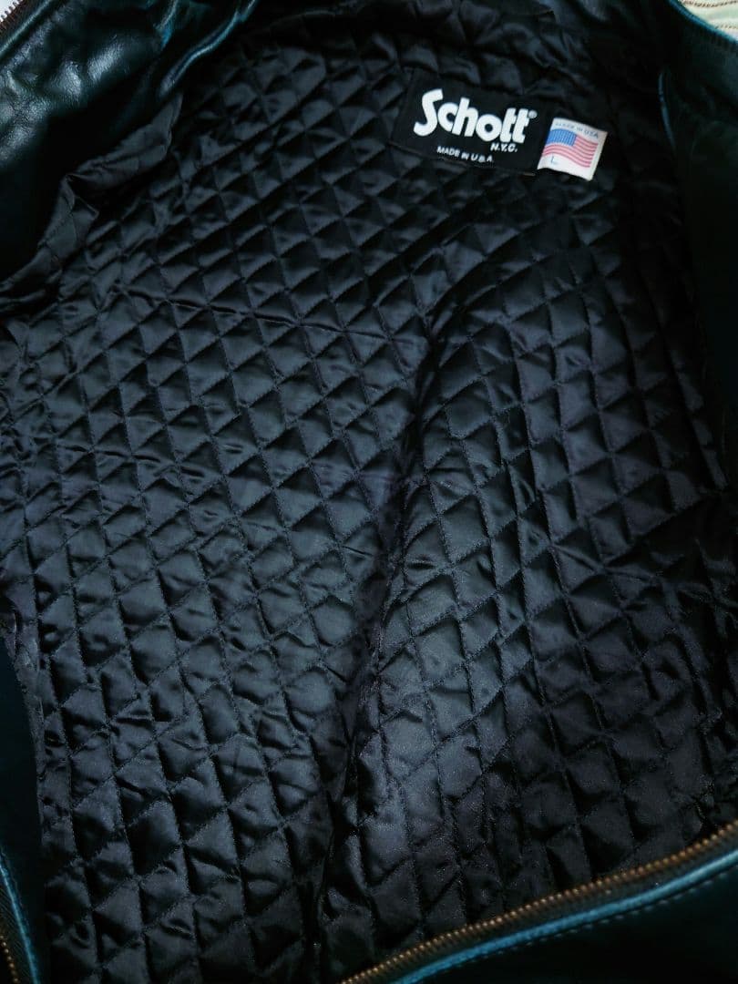 SCHOTT 緑芯 シングルライダースジャケット USA製 グリーン 872