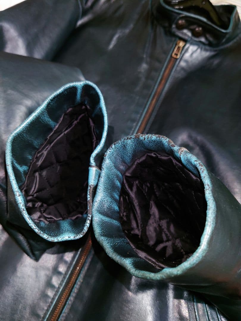 SCHOTT 緑芯 シングルライダースジャケット USA製 グリーン 872