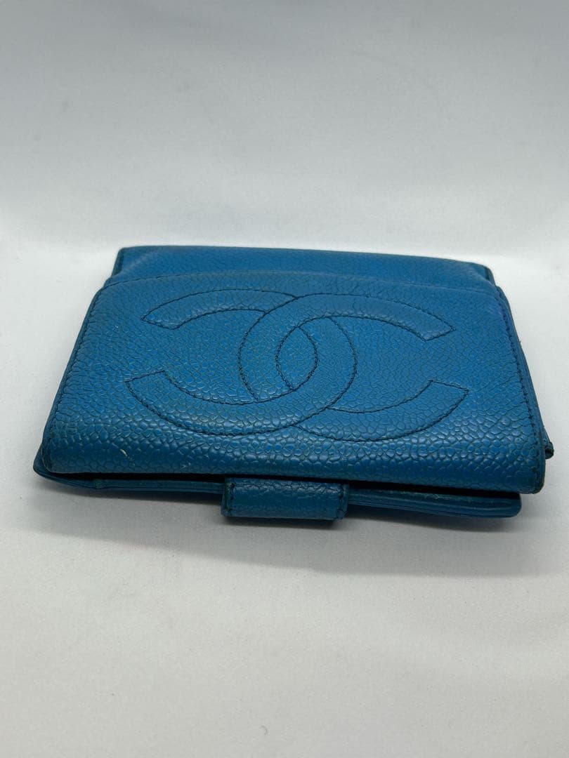 正規品✨CHANEL シールあり✨二つ折り財布 ブルー/704