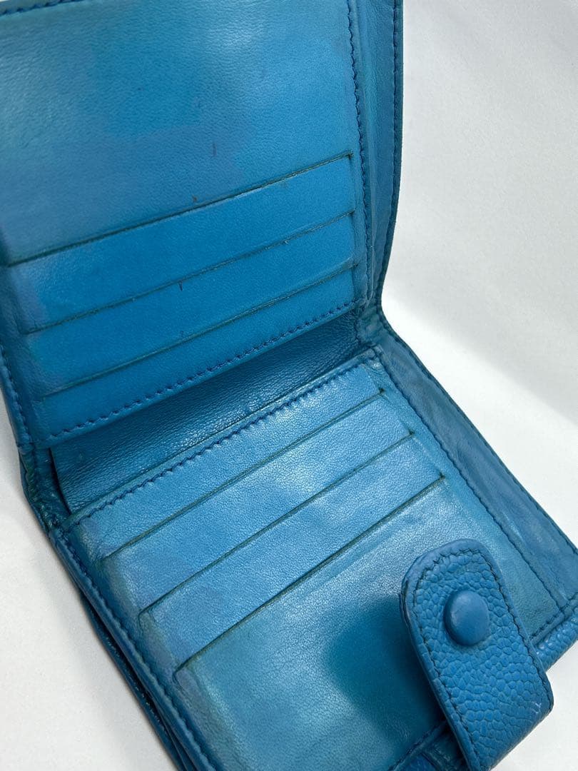 正規品✨CHANEL シールあり✨二つ折り財布 ブルー/704