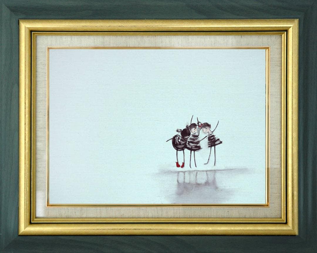 油絵 菅家令子 絵 絵画インテリア額付(銀) F4-081514人物 可愛い子供