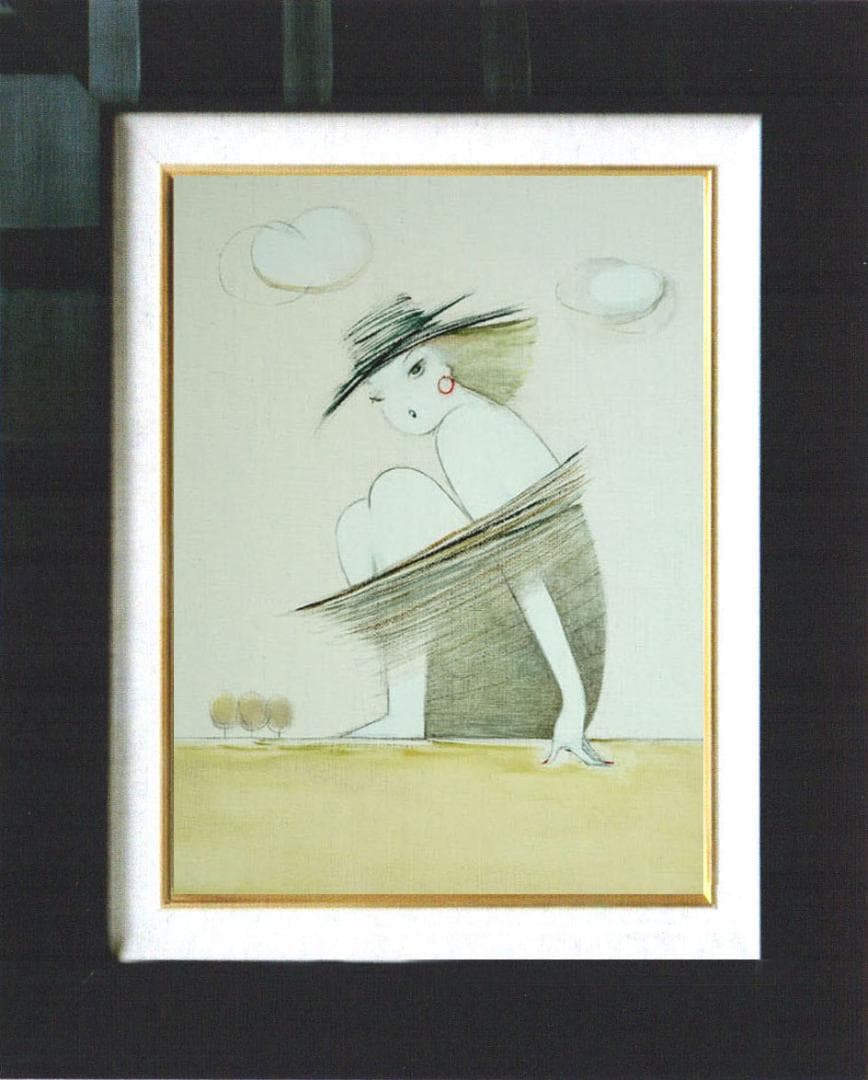 油絵 菅家令子 絵 絵画 インテリア 額付(黒) F3-041014 人物 女性