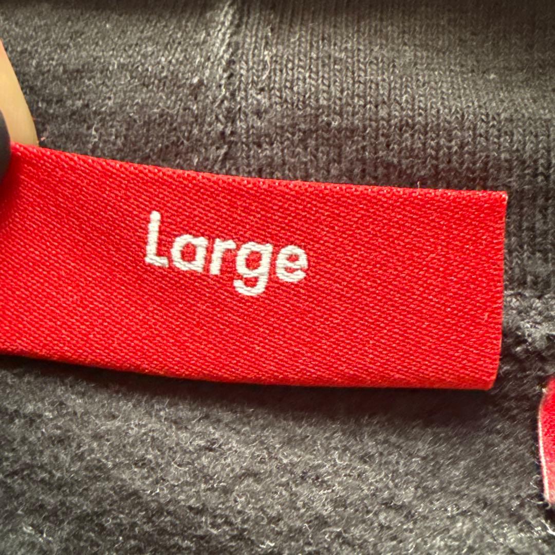 SUPREME L 刺繍　ロゴ　ジップアップ　パーカー ブラック　黒　裏起毛