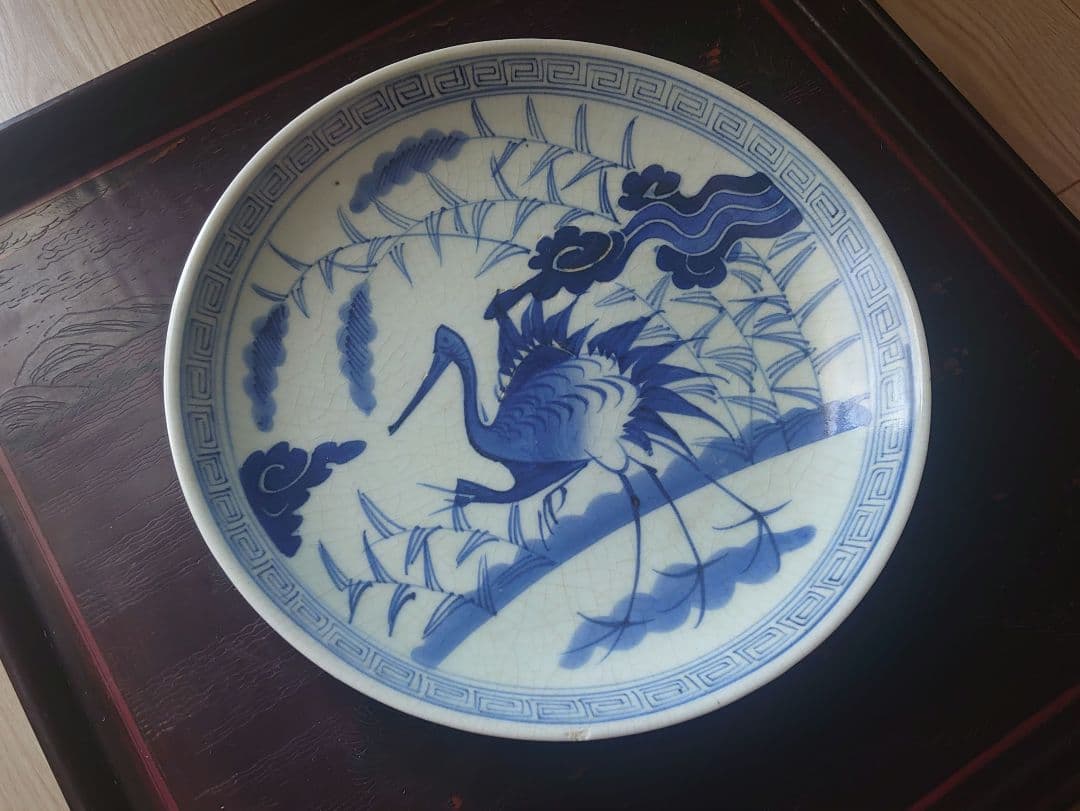 江戸 幕末 古伊万里 鷺 大皿