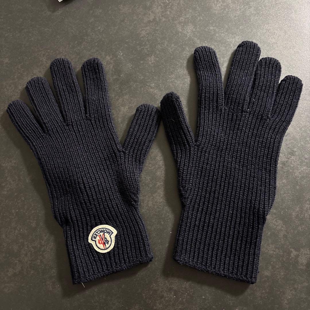 MONCLER ニット手袋 ネイビー