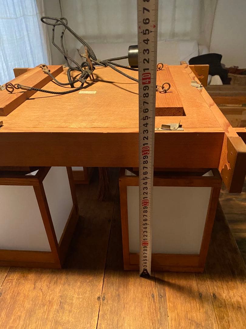 zz出品　　職人仕上げ 吊り下げ照明 木枠×乳白アクリル 60cm角