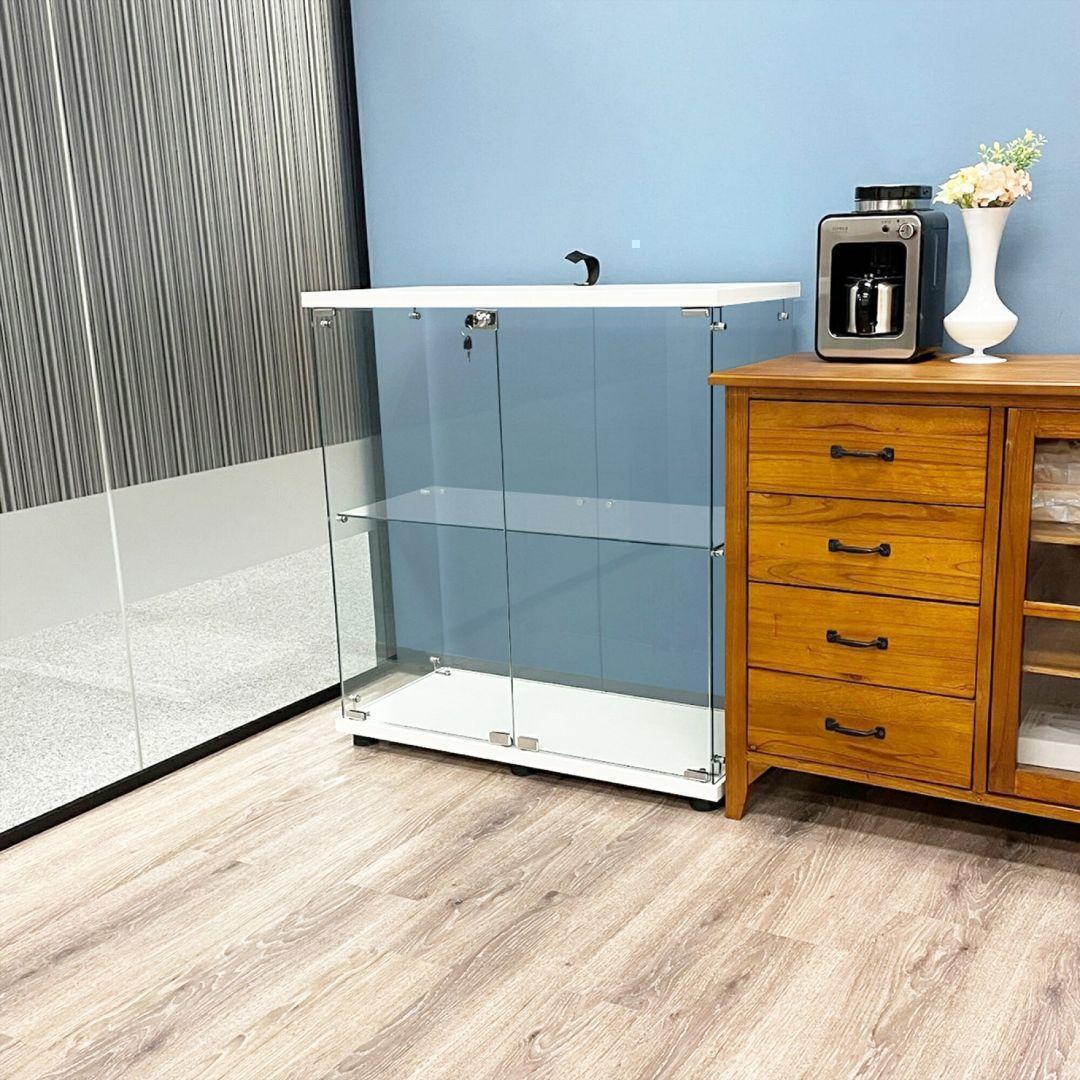 ガラスケース 2段両扉 コレクション フィギュア 棚 ショーケース 白 1997