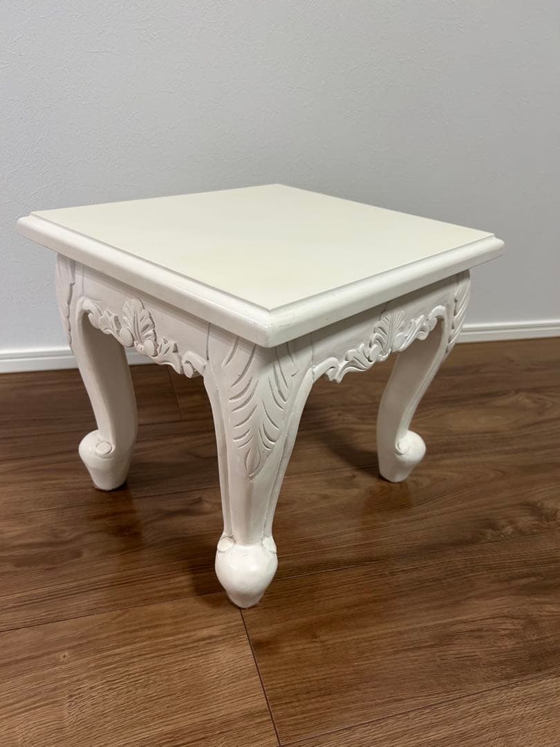 ホワイト　木製サイドテーブル　3点セット　ネストテーブル　カフェテーブル