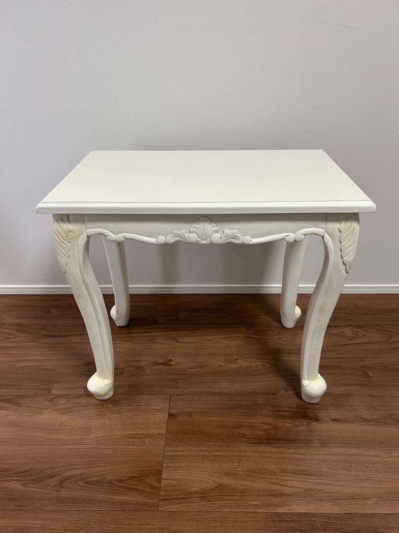 ホワイト　木製サイドテーブル　3点セット　ネストテーブル　カフェテーブル