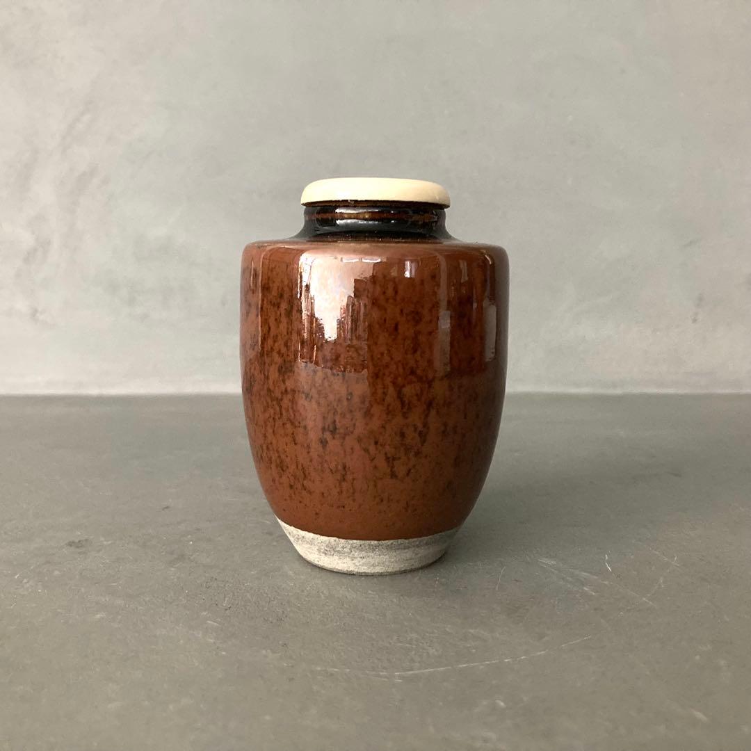 茶道具 肩衝茶入 茶入 仕覆オレンジ