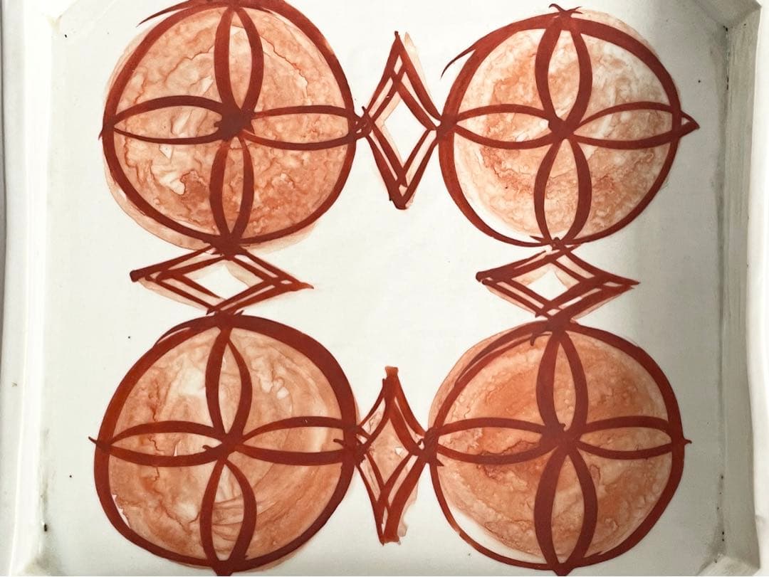 #1陶芸家　上田恒二　木野皿山　赤絵　角皿　折敷　盆　民藝　船木研兒　河井寛次郎