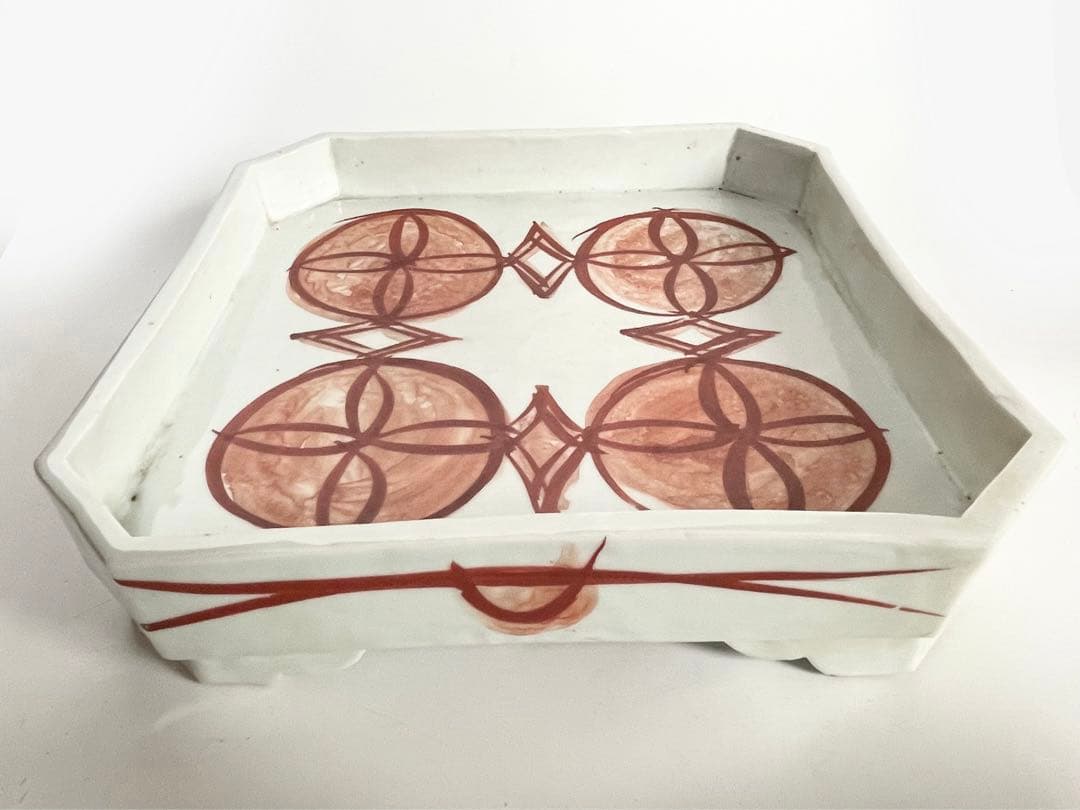 #1陶芸家　上田恒二　木野皿山　赤絵　角皿　折敷　盆　民藝　船木研兒　河井寛次郎