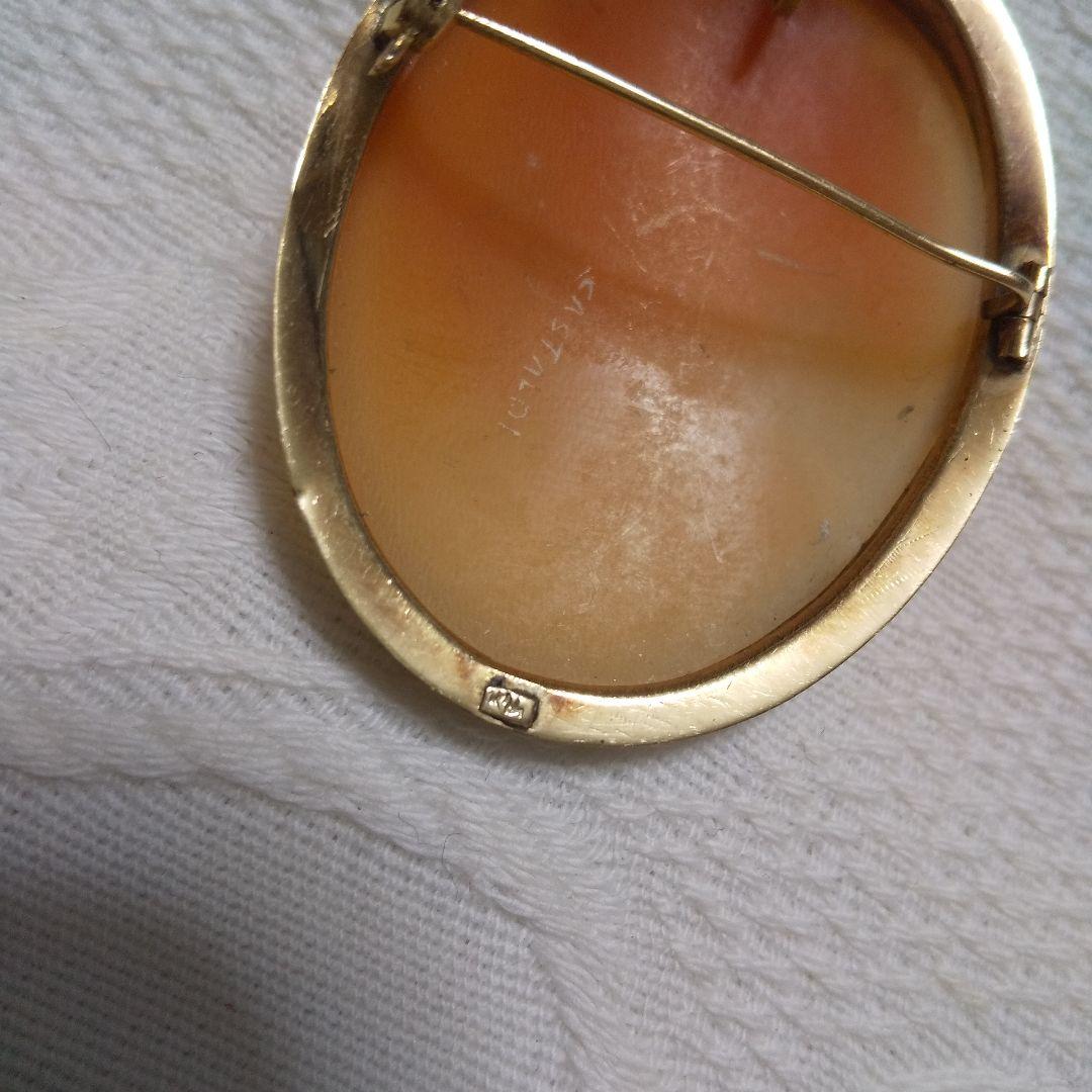 値下げました！K14カメオペンダントトップブローチ。