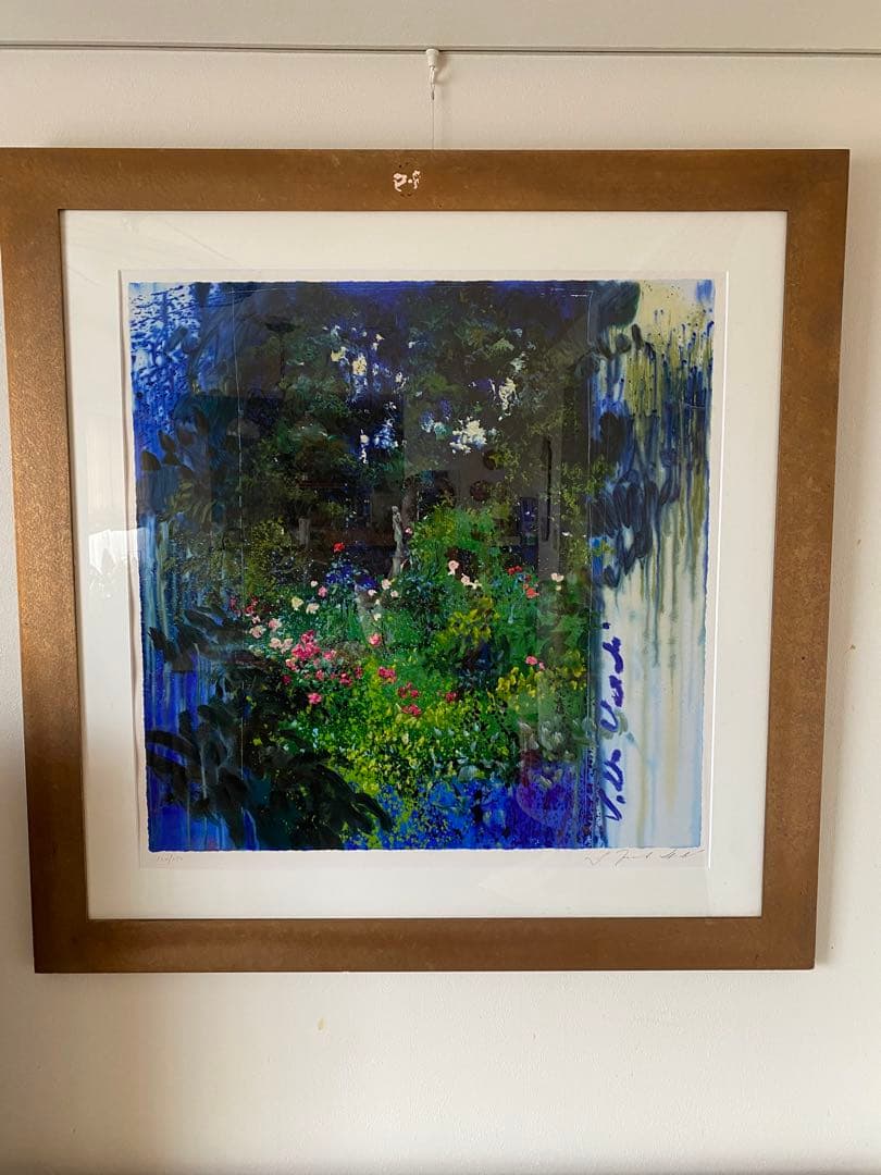 J.トレンツ.リャド作　 ヴィラヴェルディ(彫刻のある庭) シルクスクリーン