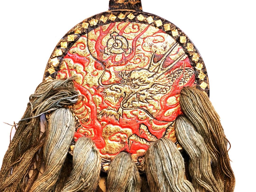 【 金唐革雲龍図連馬鈴 】　鉄鈴73個　江戸時代　資料館級