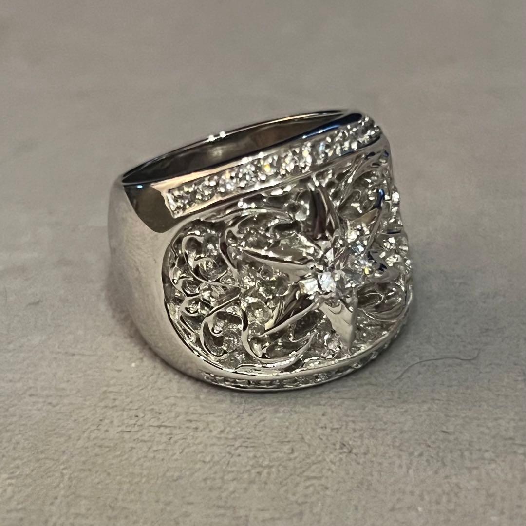 クロムハーツ　クラシックオーバルスター　20号　プラチナ加工　インボイスコピー