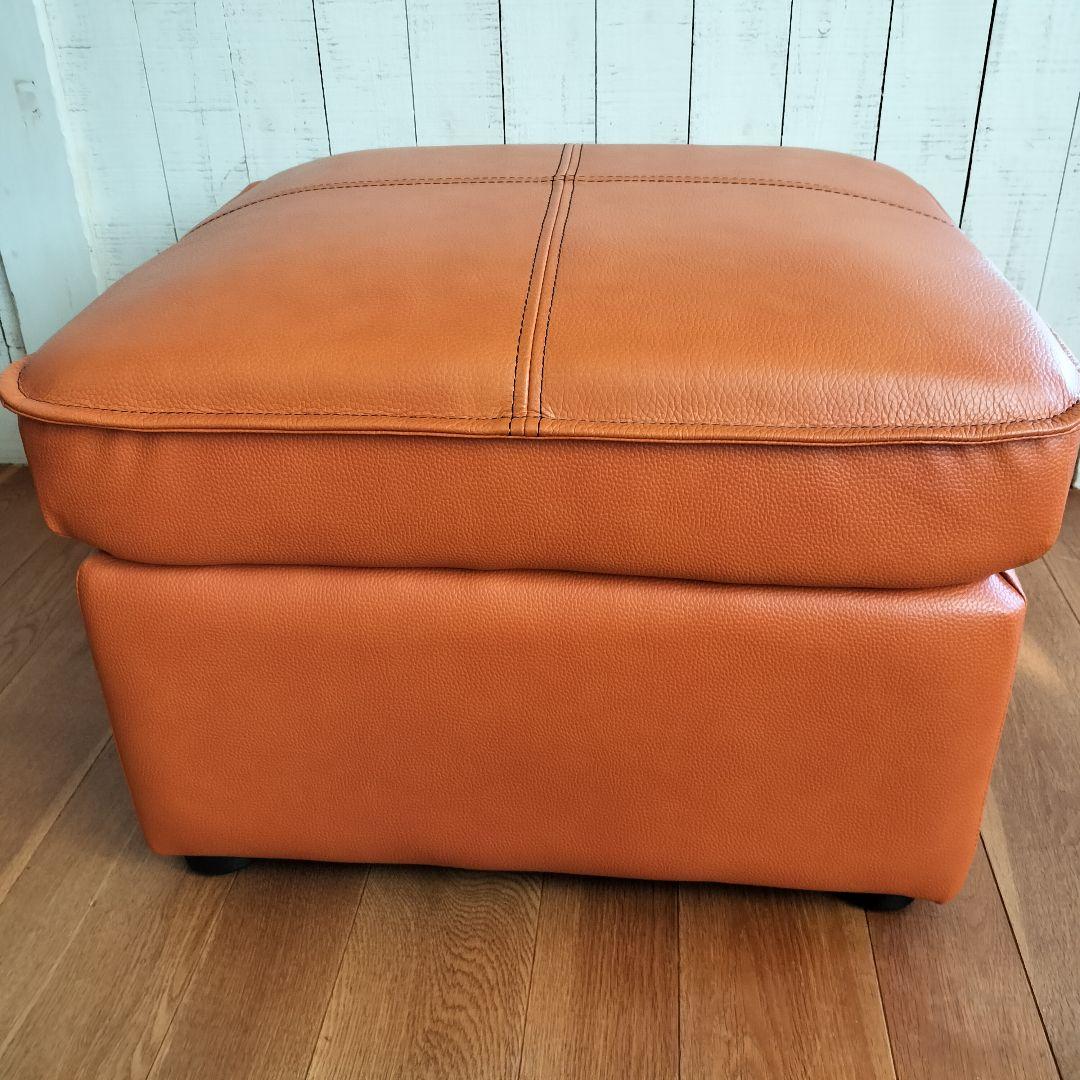 【美品✨】オットマン スツール 　ソファー　キャメル　本革+PVC生地