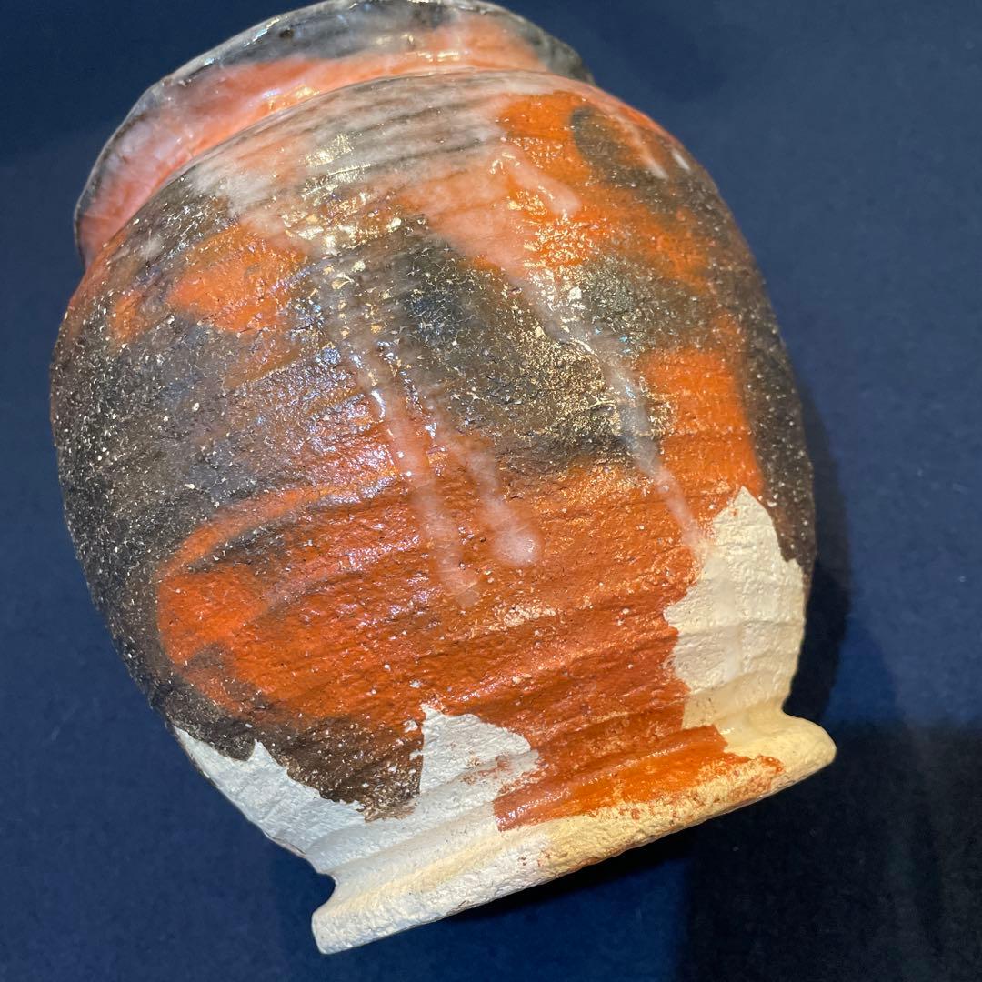 茶道具【吉村 楽入】(造)の『赤楽 種壷 水指』共箱　※美品【吉村 重生】水指